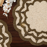 Sets de table en lin perlé faits main, couleur et forme personnalisées, antidérapants, brodés, style traditionnel de luxe, pour mariage, banquet, décoration intérieure