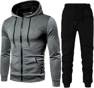 El mejor conjunto de pantalones de chándal con capucha y cremallera completa de alta calidad, chándales deportivos informales de 2 piezas, chándales de moda para correr, talla XL - Product Image 3