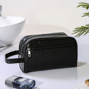 Marque privée Grand organisateur en cuir écologique de luxe pour hommes Trousse de toilette de voyage avec logo personnalisé Pliable Étanche Fermeture à glissière - Product Image 2