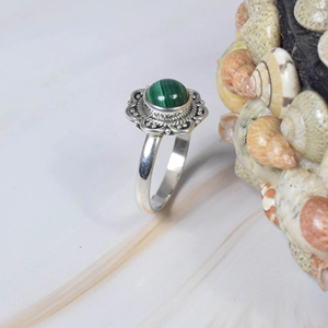 Anillo de malaquita Natural más vendido, Plata de Ley 925, joyería Bohemia redonda de 8mm, joyería personalizada al por mayor, proveedor de confianza - Product Image 2