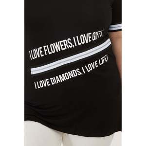 Camiseta Casual de Manga Corta para Mujer, Talla Grande, Negra, con Estampado 'I Love', Mezcla de Viscosa y Elastano, para Comodidad Diaria, Marca RMG - Product Image 2