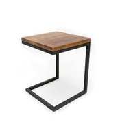 Dernière collection de meubles modernes Table basse ronde en bois massif avec pieds en métal noir