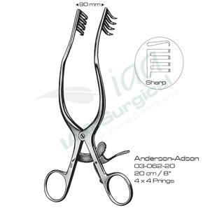 Rétracteurs auto-serrants Anderson Adson 4x4 à 4 griffes, 19 cm, en acier inoxydable allemand de haute qualité, les plus vendus à prix abordable - Product Image 5