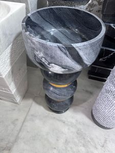 Lavabo de piedra de mármol de granito Premium de alta gama, lavabo de tocador de Pedestal de baño independiente para baños, hoteles, Exportación al por mayor - Product Image 5