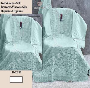 Élégant 7XL (54) hiver Viscose soie Salwar Kameez costume avec lourd Organza Dupatta indien et pakistanais vêtements pour mariages - Product Image 6