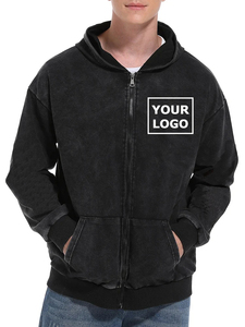 เสื้อฮู้ดซิปผู้ชายแบบสั่งทำจากโรงงาน OEM ทรงปกติ ผ้าฝ้าย 100% ระบายอากาศได้ดี เหมาะสำหรับฤดูหนาว สไตล์วินเทจ - Product Image 2
