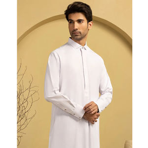 Dernier Modèle Hommes Casual Musulman Jubba Thobes Couleur Unie Custom Made Moyen-Orient Hommes Jubba Plus Size Prix de gros - Product Image 3