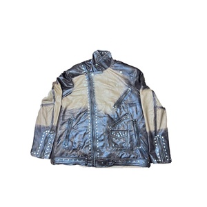OEM ODM <b>Men's</b> Vintage Distressed Brown Quilted <b>Biker</b> Style Loose Casual Rock Vintage Zip Up Leather <b>Jacket</b> <b>Men</b> - Product Image 5
