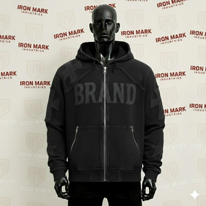 Sudadera con capucha y cremallera personalizada de 450 g/m² de forro polar, estilo Y2K vintage streetwear, 100% algodón, con pedrería, bordado 3D, efecto desgastado por el sol y desgastado en general, corte regular. - Product Image 1