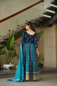 Modern <b>Net</b> <b>Fabric</b> Heavy Embroidery Quick Dry Gown Pakistani Style Salwar Kameez for Ladies Party Wear - Product Image 2