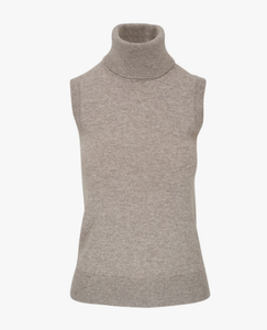 Maglione <span class=keywords><strong>Senza</strong></span> <span class=keywords><strong>Maniche</strong></span> a Collo Alto in Cotone e Cashmere per Donna, Leggero e di Alta Qualità, 85% Cotone 15% Cashmere, <span class=keywords><strong>Maglia</strong></span> Fine 12 Gauge, Personalizzabile - Product Image 4