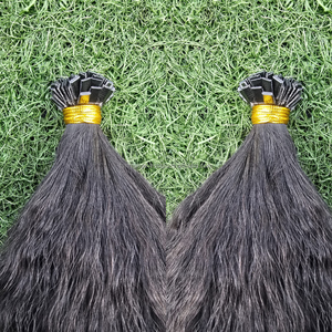 Extensions de cheveux lisses et crépus à pointes plates en kératine italienne de luxe, 100% cheveux vierges Remy humains, cuticules alignées, sans nœuds - Product Image 1