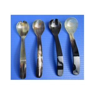 100% véritable cuillère en corne de buffle 4 pièces Offre Spéciale professionnelle véritable corne naturelle sel et sucre cuillère à thé - Product Image 2