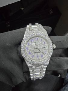 นาฬิกาหรูสำหรับผู้หญิงประดับเพชรโมอิสซาไนต์ 925 คุณภาพ VVS ผ่านการทดสอบเพชร 100% สไตล์ฮิปฮอป VVS1 เครื่องประดับสำหรับคนรักฮิปฮอป - Product Image 4