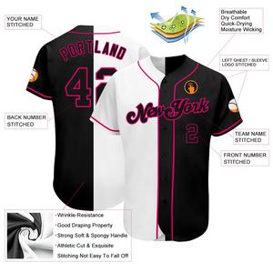Camiseta de béisbol de moda dividida auténtica blanca-negra Rosa personalizada camiseta de béisbol de poliéster 100% camiseta de béisbol personalizada impresa - Product Image 3
