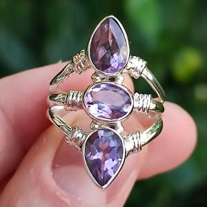 <b>Boho</b> June Birthstone <b>Ring</b> 925 Sterling Silver Oval Cut Amethyst Handmade June Birthstone Jewelry Perfect Gift for Her Birthday - Product Image 1