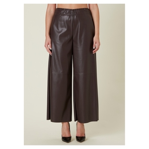 Pantalones Holgados de Mujer en Cuero Sintético para Otoño/Invierno, Hechos en Italia, Cintura Elástica, Diferentes Colores Disponibles - Product Image 2