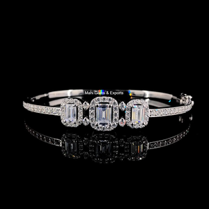 Emerald Cut <b>Moissanite</b> diamond <b>Bracelet</b> 925 Sterling Silver Gift For Her - Product Image 2