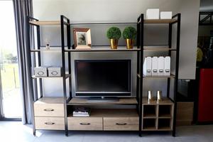 Muebles para el hogar modernos-Soportes de TV de metal grandes con estantes para interior y exterior para sala de estar, dormitorio, entrada y Villa - Product Image 5