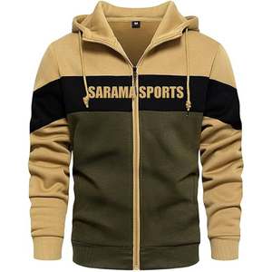 Dernier automne sweat à capuche populaire pour hommes sweats à capuche à panneau uni sweat à cordon de serrage surdimensionné sweats à capuche à fermeture éclair - Product Image 1