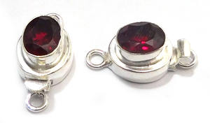 Fermoir de boîte de pierres précieuses de grenat rouge de forme ovale B618 fermoir de fabrication de bijoux de 1 à 2 brins 23X11X10MM argent étoilé et plaqué or 18 carats - Product Image 3
