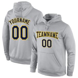 Wholesale & Dropship Custom Stitched Gray <b>Navy</b>-Gold Sports Pullover Sweatshirt Hoodie - Product Image 1