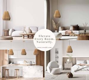 Luz colgante natural de yute Collins, luz de techo tejida a mano de fibra natural para decoración rústica costera y Bohemia - Product Image 4