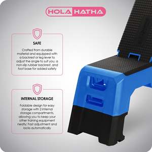 HolaHatha Pedana Multifunzionale Blu per Fitness e Aerobica, Regolabile in Plastica con Vano Portaoggetti - Product Image 4