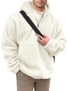 Venta al por mayor 100% algodón Pullover Essentials Oversized Half Zip sudadera para hombres calidad sudaderas con capucha para invierno personalizado Sherpa Hoodie - Product Image 4