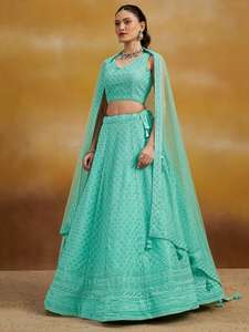 สูงตามความต้องการ lehenga choli กับงานปักลำดับสำหรับการเฉลิมฉลองเทศกาล lehenga choli - Product Image 2