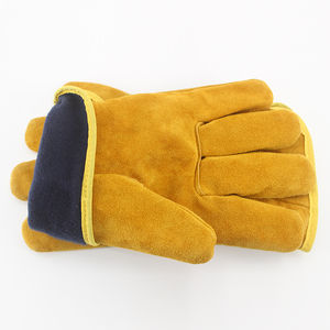 Gants de travail courts en cuir de vachette jaune, chauds pour l'hiver, pour la soudure/la conduite, gants de sécurité/vente en gros, protection des mains épaissie - Product Image 3