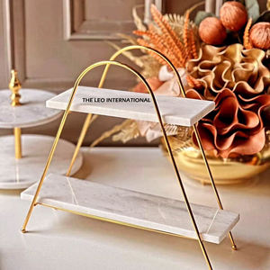 Plateau de service en acier inoxydable pour snacks Collection de plateaux en métal de luxe au design feuille en métal doré pour articles de luxe créatifs - Product Image 5