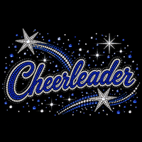 Transfert de lettres de cheerleader en strass bleu cristal, thermocollant, design personnalisé, fixation à chaud, pour le sport