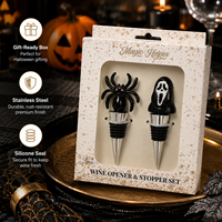 Boîte cadeau Halloween Araignée Fantôme, en stock, faible MOQ, vente en gros, accessoires de fête et de bar, ensemble de bouchons de bouteille de vin