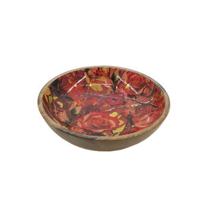 Customized Decorative Wooden Round Shape Fruit Bowl Enamel Finished for Kitchen and <b>Tabletop</b> Food & Snacks Serving Bowls - Product Image 3