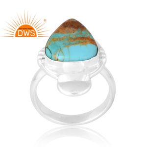 Última venta plata esterlina 925 Natural Kingman turquesa anillo de piedras preciosas joyería personalizada para mujeres regalo para ella - Product Image 1