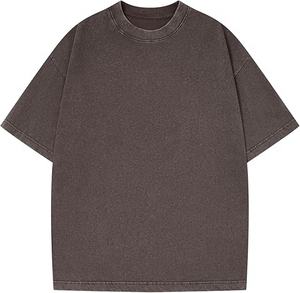 Camiseta de Gran Tamaño, Tejida, para Hombre, con Logotipo Personalizado, Teñida con Pigmentos Lavados, Estilo Desgastado, Algodón Grueso, Estética Urbana - Product Image 4