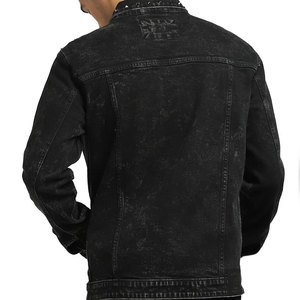 Chaqueta Vaquera de Invierno para Hombre, Estilo Urbano, con Estampado de Letras, Algodón de Alta Calidad con Spandex, Venta al Por Mayor OEM, Ecológica e Informal - Product Image 4