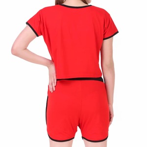 Conjunto corto informal de verano con cuello redondo para mujer Nuevo lanzamiento Ropa de dos piezas con Bermudas y tops sueltos con bolsillos - Product Image 5