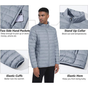Chaqueta de invierno acolchada de algodón grueso informal formal para hombre con cuello levantado sudaderas con diseño de bloqueo de color juvenil - Product Image 3