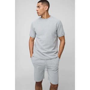 Conjunto de Ropa Casual de Verano para Hombre, Camiseta de Manga Corta y Pantalones Cortos con Estampado, Tela de Rizo, Ropa Deportiva al por Mayor - Product Image 4