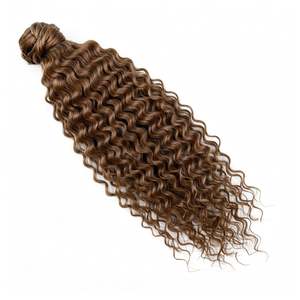 Queue de cheval bouclée frisée à cordon de serrage, extensions de cheveux humains à clipser, brun moyen # 6 - Product Image 1