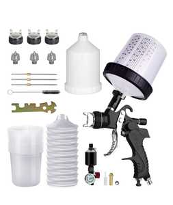 HVLP Air <b>Spray</b> Gun <b>Set</b> Gravity Feed Paint Sprayer with Air Regulator Cups for Automotive Furniture Painting - Product Image 2