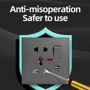 <span class=keywords><strong>Interruptor</strong></span> de Pared Eléctrico Universal Estándar de 5 Pines, Color Gris de Lujo, con Enchufe de Pared, USB, Material de PC, Fabricación de Interruptores de Pared - Product Image 3