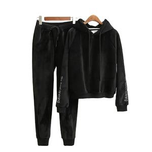 Conjunto de ropa deportiva de invierno para mujer, Sudadera con capucha de punto, pantalón cálido para correr, entrenamiento deportivo, informal, ecológico, transpirable, un conjunto - Product Image 2