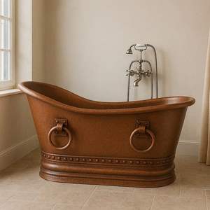 Baignoire en cuivre de luxe pour salle de bain haut de gamme, améliorant l'expérience spa avec un design métallique artisanal - Product Image 1