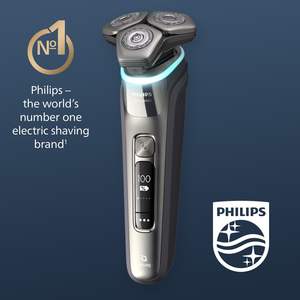 Afeitadora Eléctrica Inteligente con Sensor, para Uso en Seco/Húmedo, con Triple Cuchilla, Sistema de Afeitado Rotatorio Cromado Oscuro, Recortadora Pop-Up y Función de Limpieza - Product Image 1