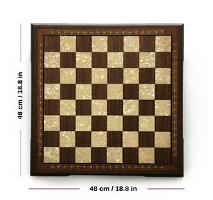 Tablero de Ajedrez de madera masivo Inlaids de mosaico de nogal hecho a mano 48cm-18,8 pulgadas - Product Image 3