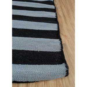 Tapis en laine tissée plate Alhambra gris et noir, rayé abstrait, rectangulaire, pour couloir, usage domestique - Modèles Dwrm-176, tapis de chambre/chevet - Product Image 4