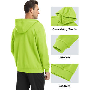 Sudadera con capucha de punto de algodón 100% de gran tamaño para hombre, diseño de cremallera pesada, estilo Hip Hop para otoño, ropa de calle, sudaderas con capucha para hombre - Product Image 5